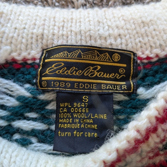 Vintage Eddie Bauer Wool Fair Isle Christmas Sweater Size Small - Picture 3 of 8